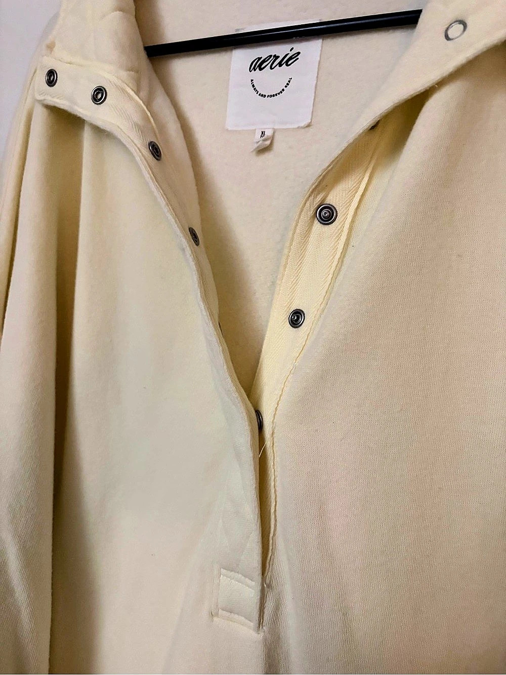 Aerie Oh Snap! Sweatshirt Snap Pullover Yellow XL - Picture 3 of 4
